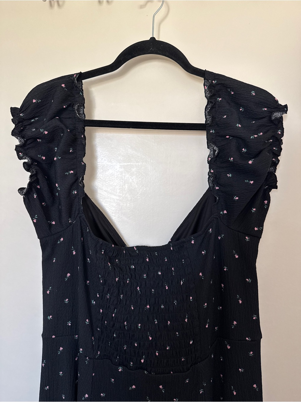 H&M DIVIDED womens textured Maxi Dress with Tiny Floral print in black size XL - Picture 6 of 7